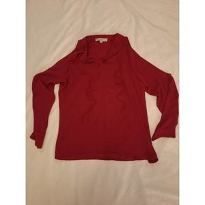 Ann Taylor LOFT wine merlot red Long Sleeve Cold Shoulder Top Size Medium